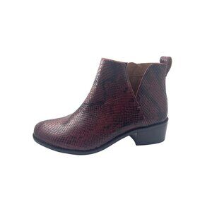 Vionic Clara Boa Womens Ankle Boots Women's 7 Burgundy Snake Embossed Leather